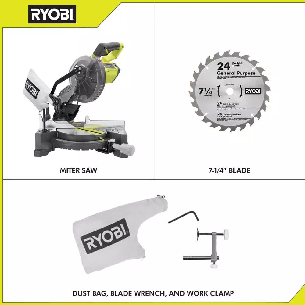 RYOBI 7-1/4 in. Corded Compound Miter Saw, 9 Amp, 5,100 RPM