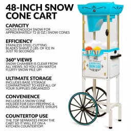 Nostalgia Vintage Collection Snow Cone Cart, 48 in. Tall Blue and White Ice Shaver thumbnail 2
