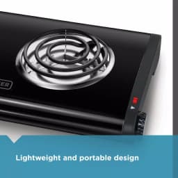 BLACK+DECKER 2-Burner 12 in. Black Hot Plate with Dual Temperature Controls thumbnail 2