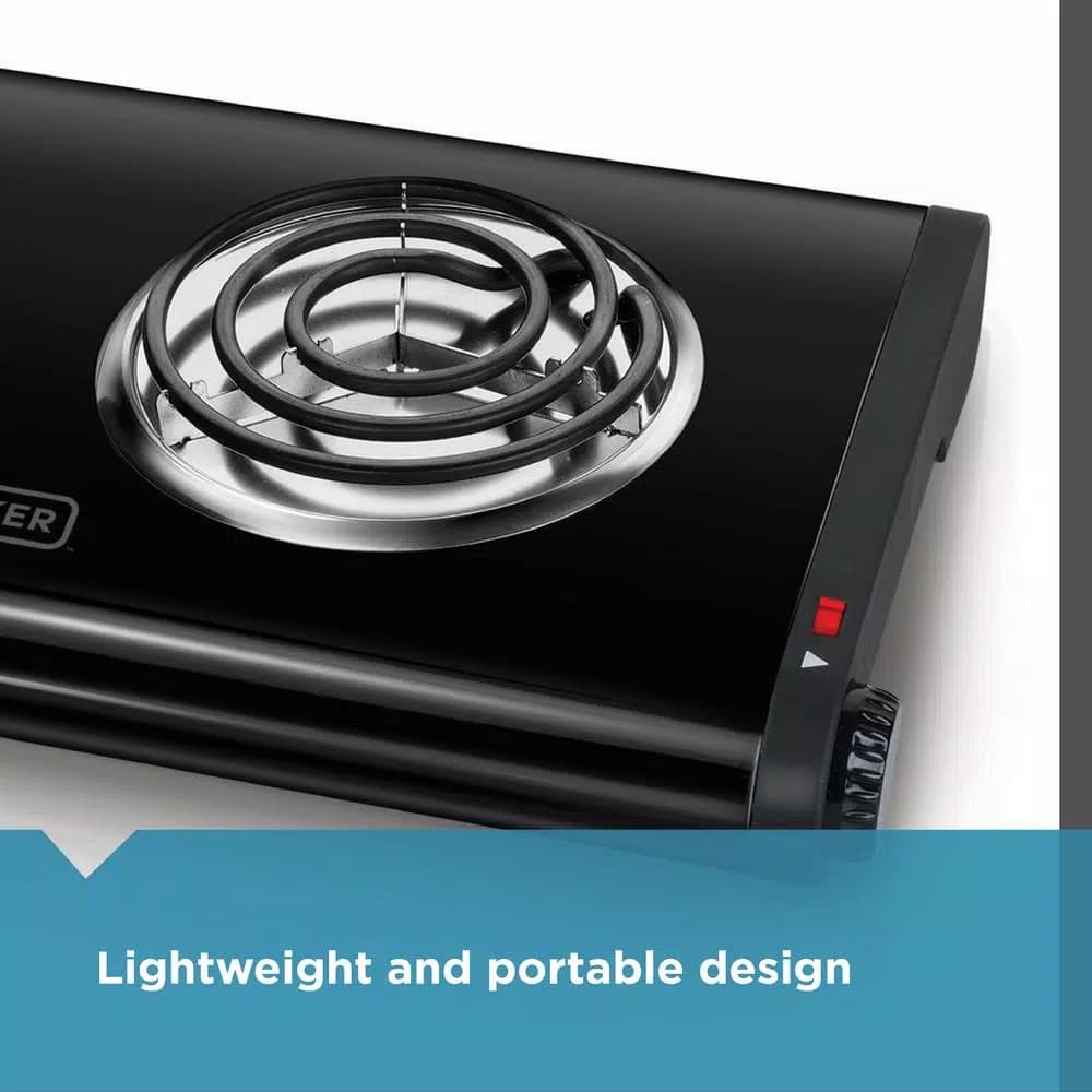 BLACK+DECKER 2-Burner 12 in. Black Hot Plate with Dual Temperature Controls