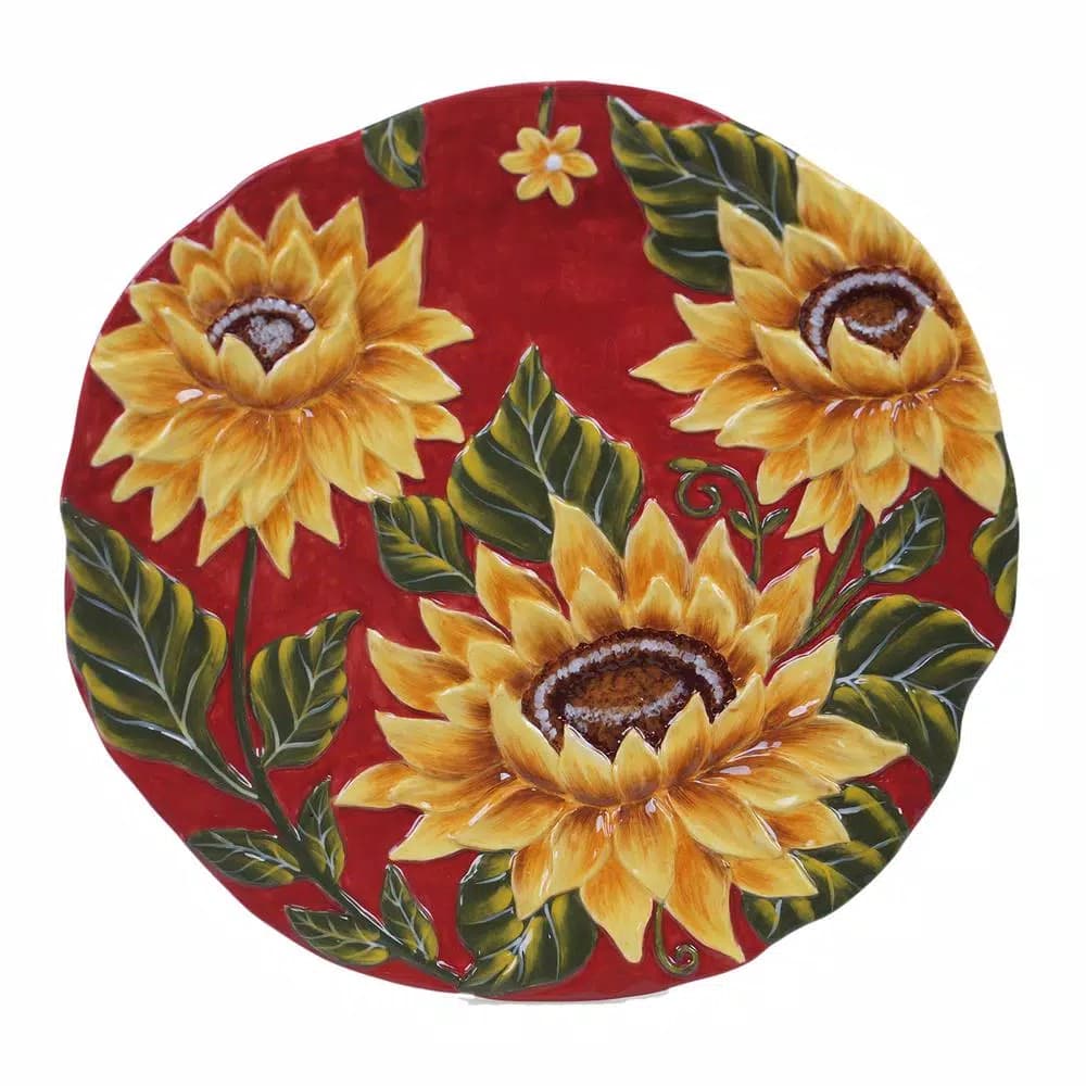 Certified International Sunset Sunflower Ceramic Round Platter, 13 inch