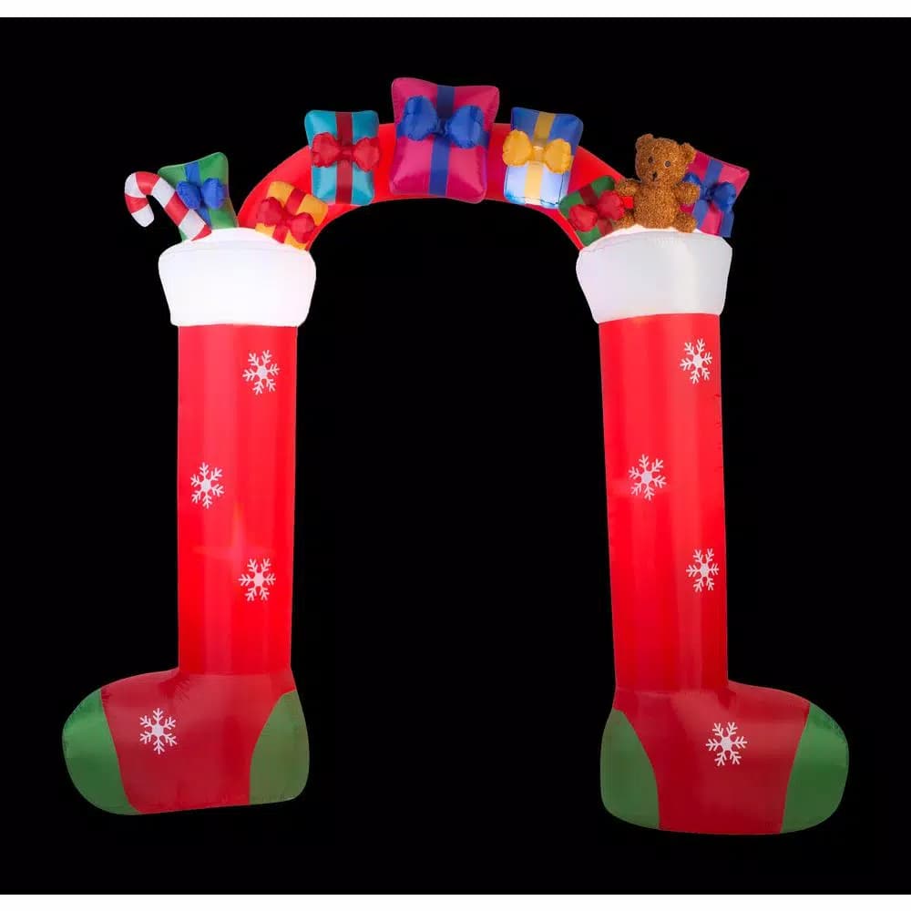 Home Accents Holiday 9.5 ft. Inflatable Christmas Stocking Archway with White LED Lights