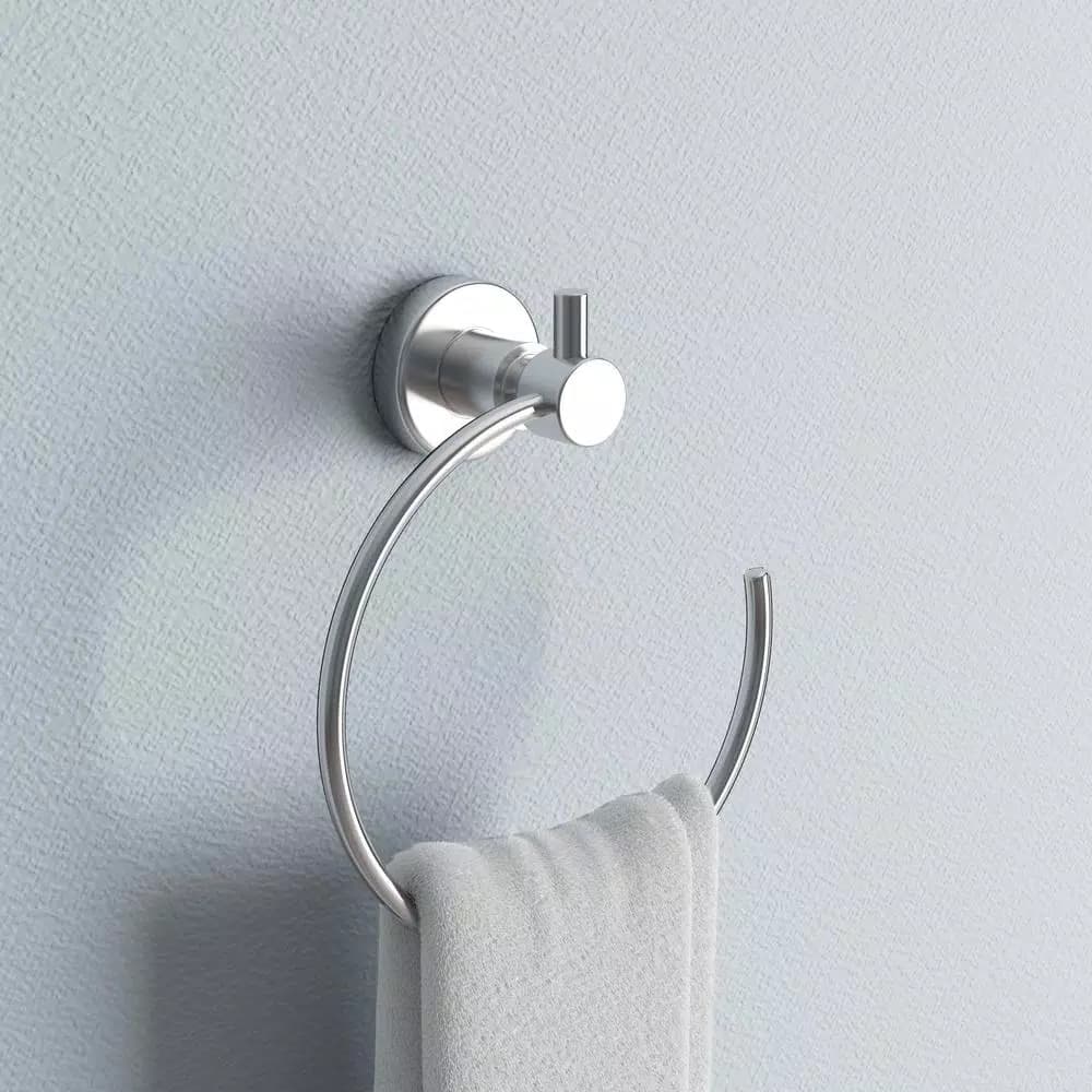 No Drilling Required Loxx Chrome Towel Ring with No-Drill Mounting Hardware - Modern Hand Towel Holder