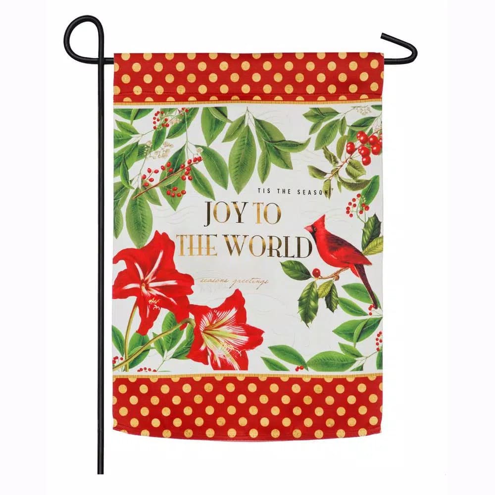 Evergreen 18 in. x 12.5 in. Christmas Cardinal Garden Suede Flag, Double-Sided Indoor/Outdoor