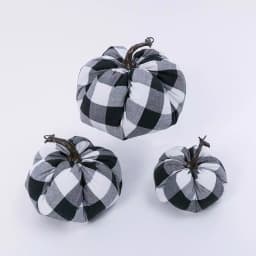 Gerson Black and White Buffalo Plaid Fabric Pumpkin Set of 3 - 6 in. Farmhouse Harvest Decor thumbnail 2