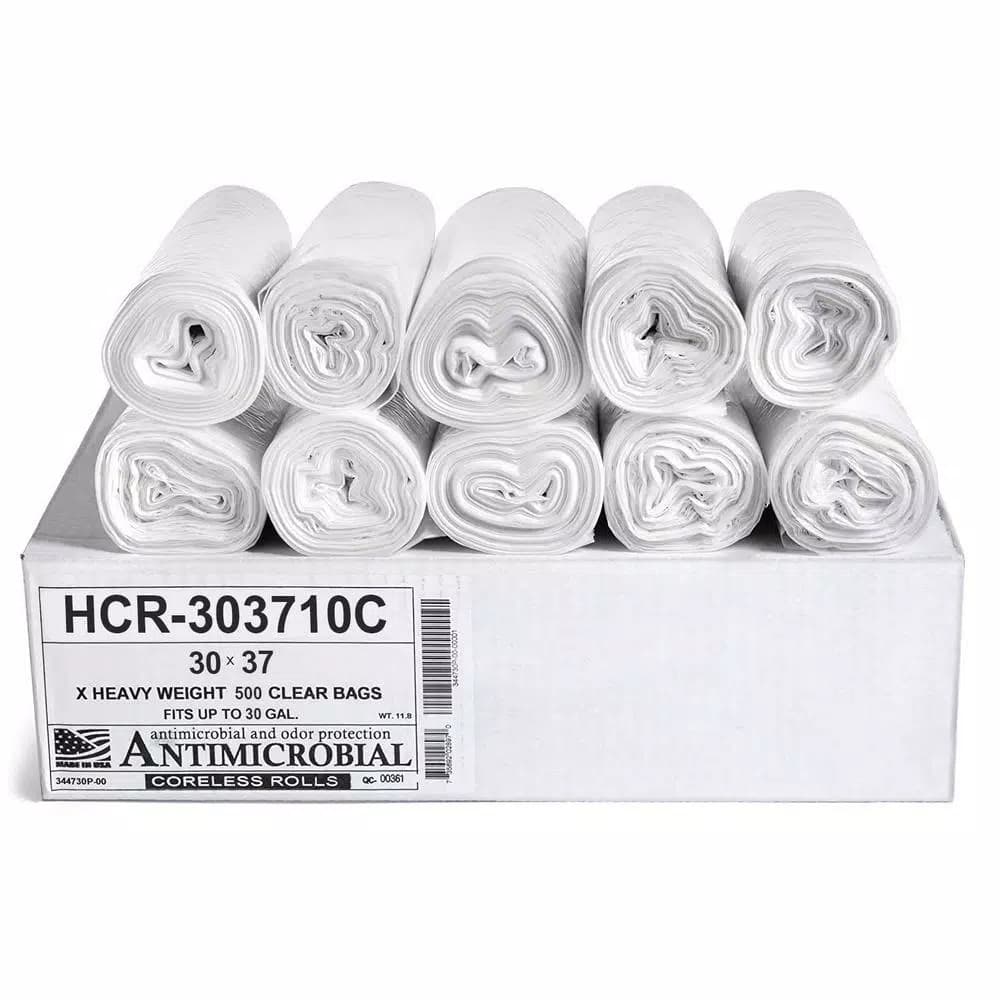 Unbranded HCR 20 Gallon Clear High Density Trash Bags, 0.32 Mil, 500 Count