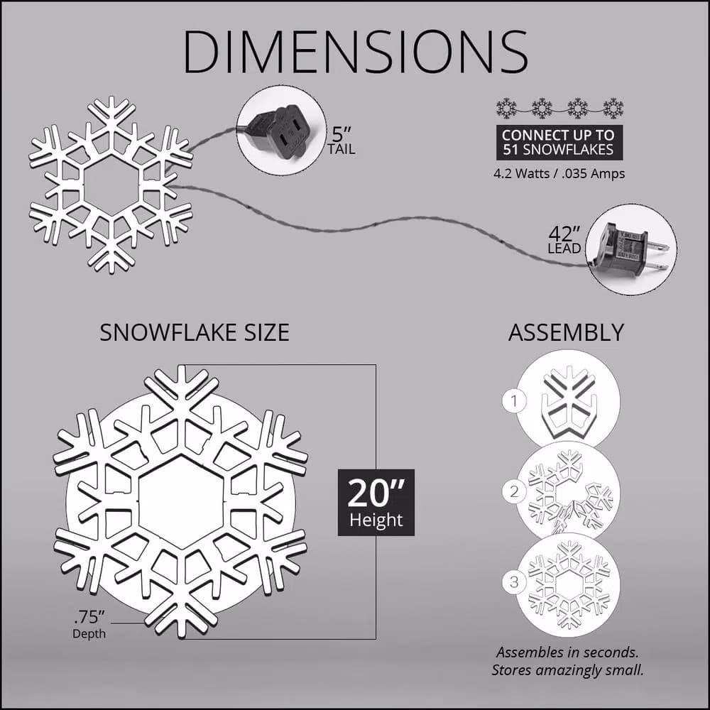 Kringle Traditions 20 in. 70-Light Cool White Twinkle LED Folding Snowflake Decoration