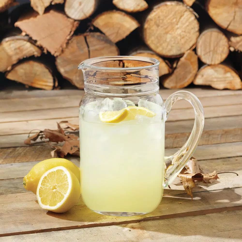 Libbey 82 oz. Clear Glass Drinking Jar Pitcher, Hand-Blown Rustic Design