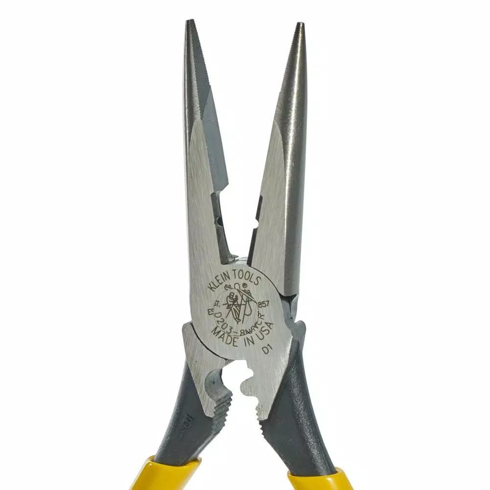 Klein Tools 8 in. Heavy Duty Long Nose Side Cutting Crimping Pliers