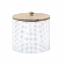 LITTON LANE White Iron Mesh Round Canisters with Wooden Lids, Set of 2 thumbnail 4