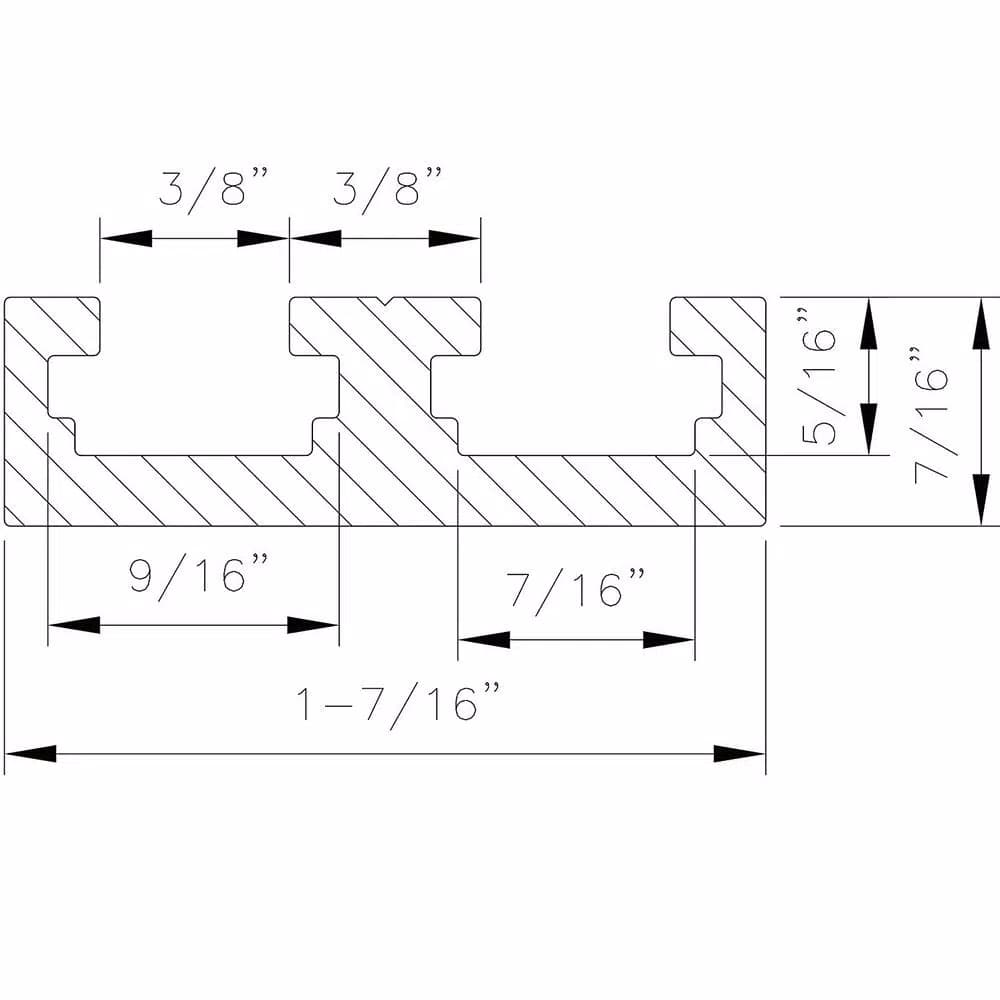 POWERTEC 36 in. Double Top T-Track with Predrilled Mounting Holes, Anodized Aluminum
