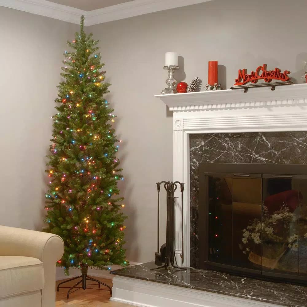 National Tree Company 6.5 ft. Kingswood Fir Pencil Artificial Christmas Tree with 250 Multicolor Lights