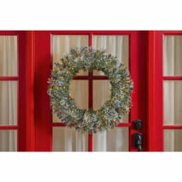 Home Accents Holiday 30in. Sparkling Amelia Pine Pre-lit LED Artificial Christmas Wreath with 50 Warm White Micro-Dot Lights thumbnail 2
