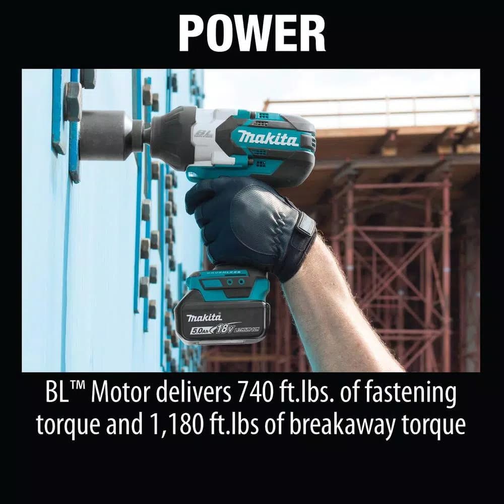 Makita 18V LXT Brushless High Torque 1/2 in. Sq. Drive Impact Wrench Kit with 14 Pc. Socket Set