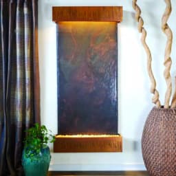 Water Wonders Grande Nojoqui Falls Lightweight Slate Wall Fountain - Copper Patina Trim thumbnail 4