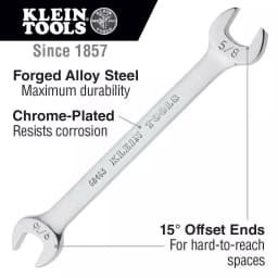Klein Tools 7-Piece Open-End Wrench Set, Alloy Steel, 1/4 in. to 1 in. thumbnail 2