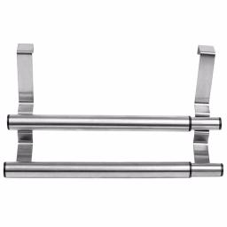 Unbranded Expandable 2-Tier Steel Over the Cabinet Door Towel Rack - Silver thumbnail 1