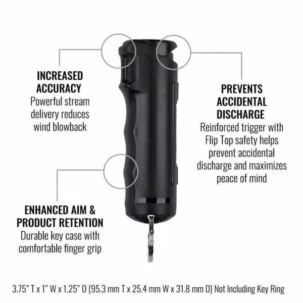 Sabre Pepper Spray with Flip Top Key Case, Black