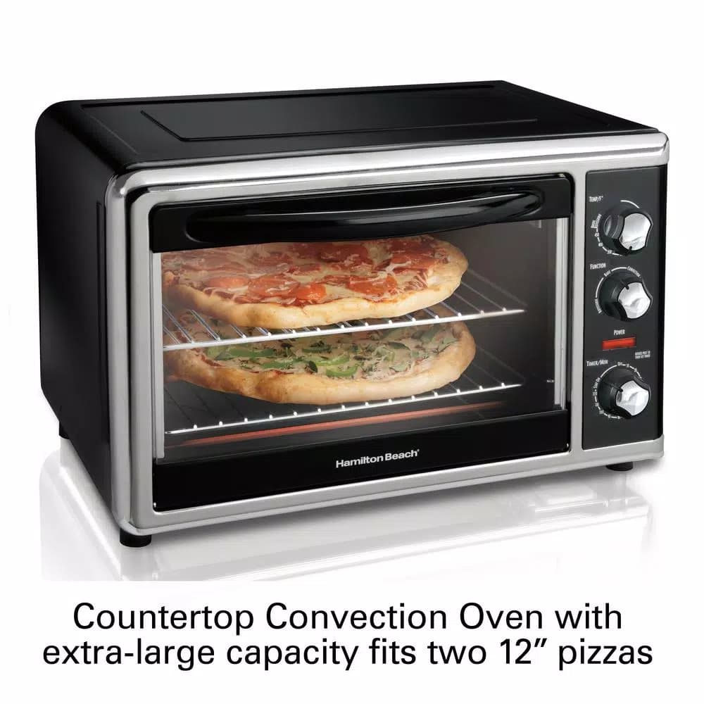 Hamilton Beach 1500-Watt 12-Slice Countertop Convection Toaster Oven with Rotisserie, Black