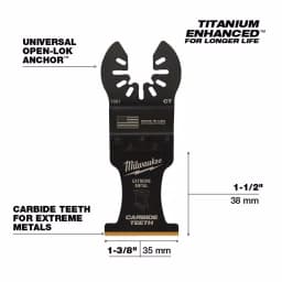 Milwaukee 1-3/8 in. Carbide Universal Fit Extreme Metal Cutting Oscillating Multi-Tool Blade (3-Pack) thumbnail 3
