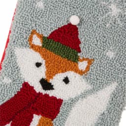 Glitzhome 19 in. Fox Hooked Christmas Stocking with Red Scarf and Santa Hat thumbnail 4