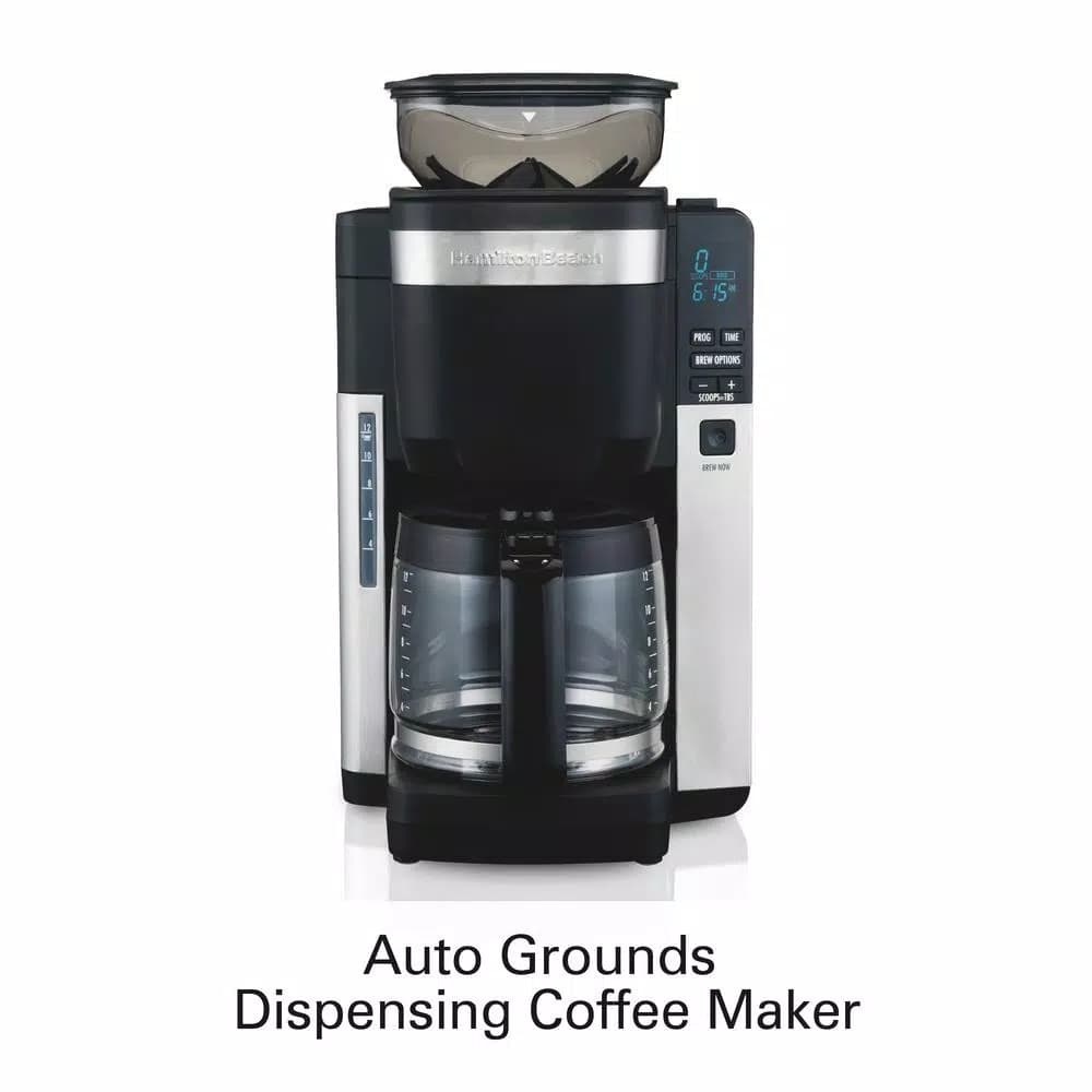 Hamilton Beach 12-Cup Auto Grounds Dispensing Drip Coffee Maker, Black