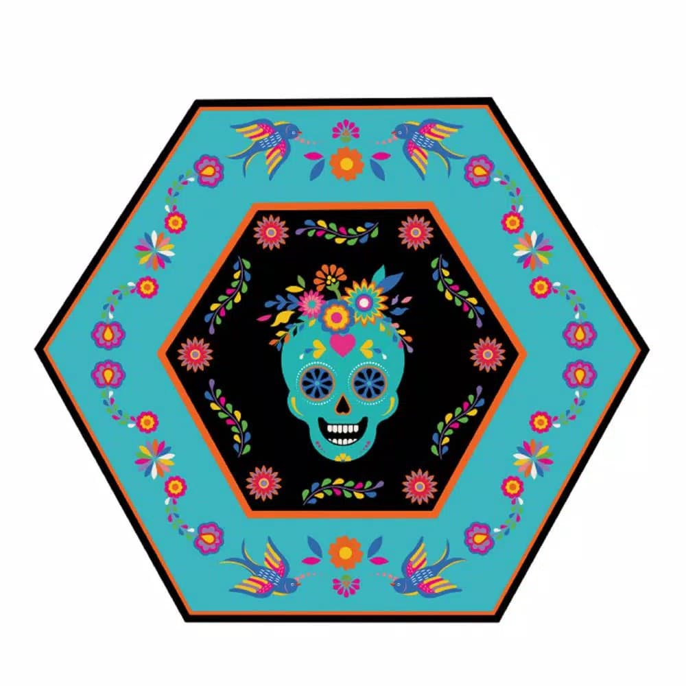 Sugar Plum Party SugarPlum Collection Day of the Dead Hexagon Paper Dinner Plates, 16-Piece Set
