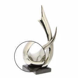 LITTON LANE Modern Reflections 17 in. Silver Porcelain Abstract Loop Sculpture with Black Base thumbnail 3