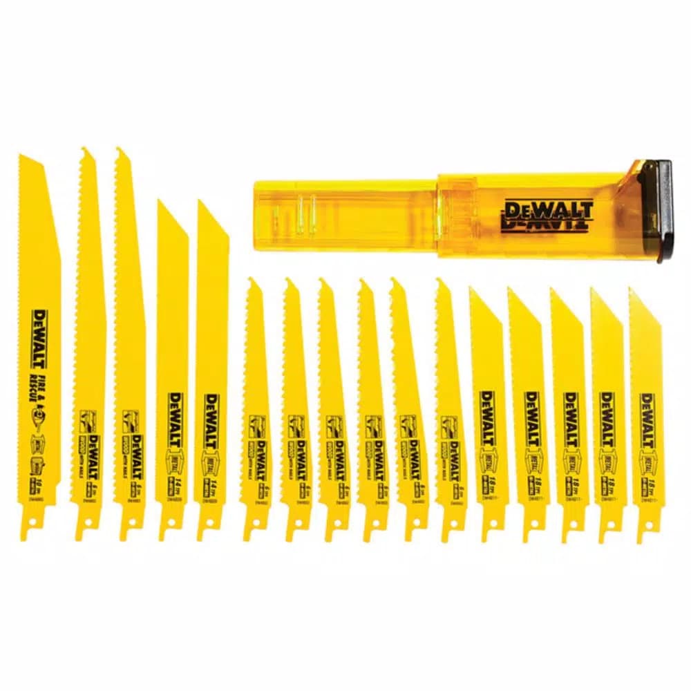 DEWALT 16-Piece Bi-Metal Reciprocating Saw Blade Set with Storage Case