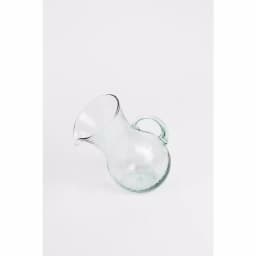 Unbranded 36 oz. Clear Hand-Blown Glass Tilted Pitcher and Vase thumbnail 1