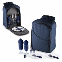 Picnic Time Colorado Navy Wood Picnic Cooler Backpack, Insulated Soft-Side Cooler for Two thumbnail 2