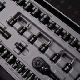 Stanley 50-Piece 3/8 in. Drive SAE and Metric Ratchet and Socket Set with Black Chrome Finish thumbnail 4