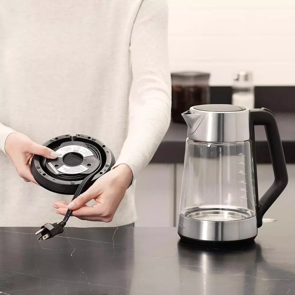 OXO 7.4-Cup Black Stainless Steel Cordless Electric Kettle, 1.75L with Auto Shut-Off