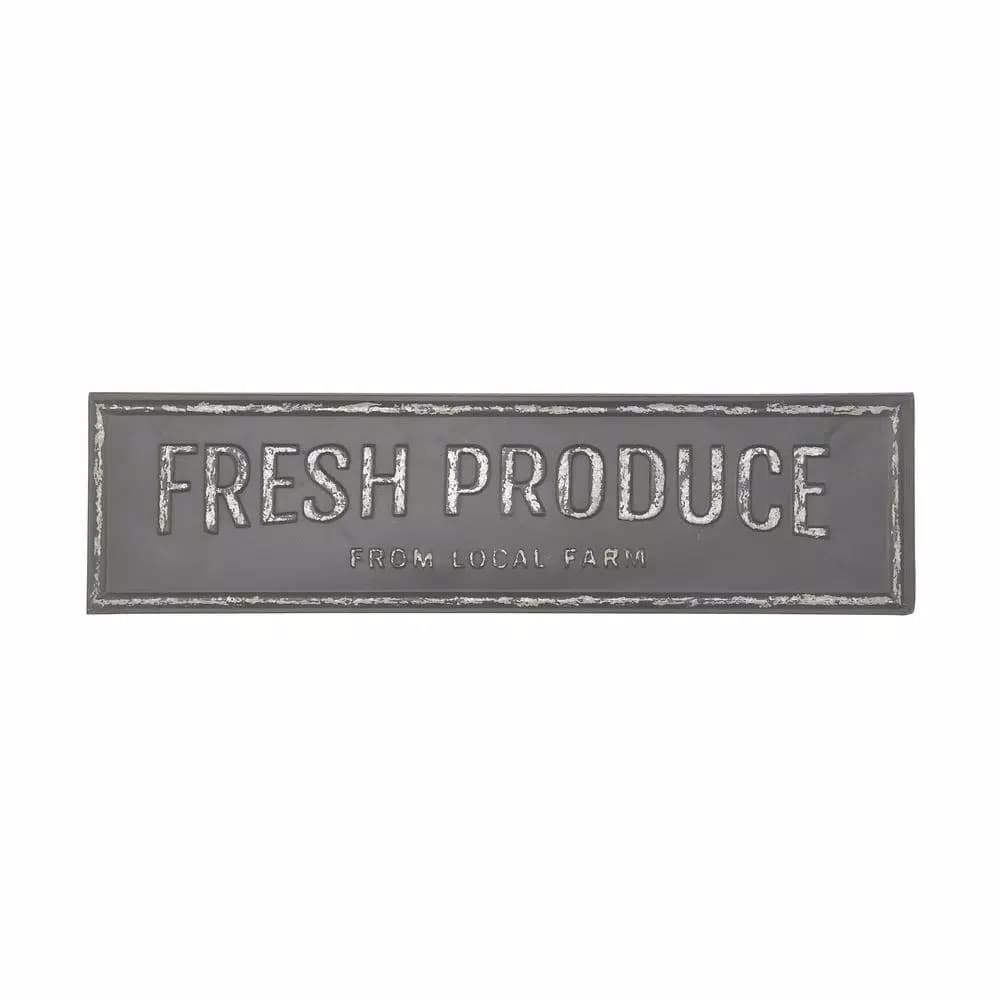 LITTON LANE Fresh Produce From Local Farm Iron Decorative Sign - Rustic Farmhouse Wall Decor