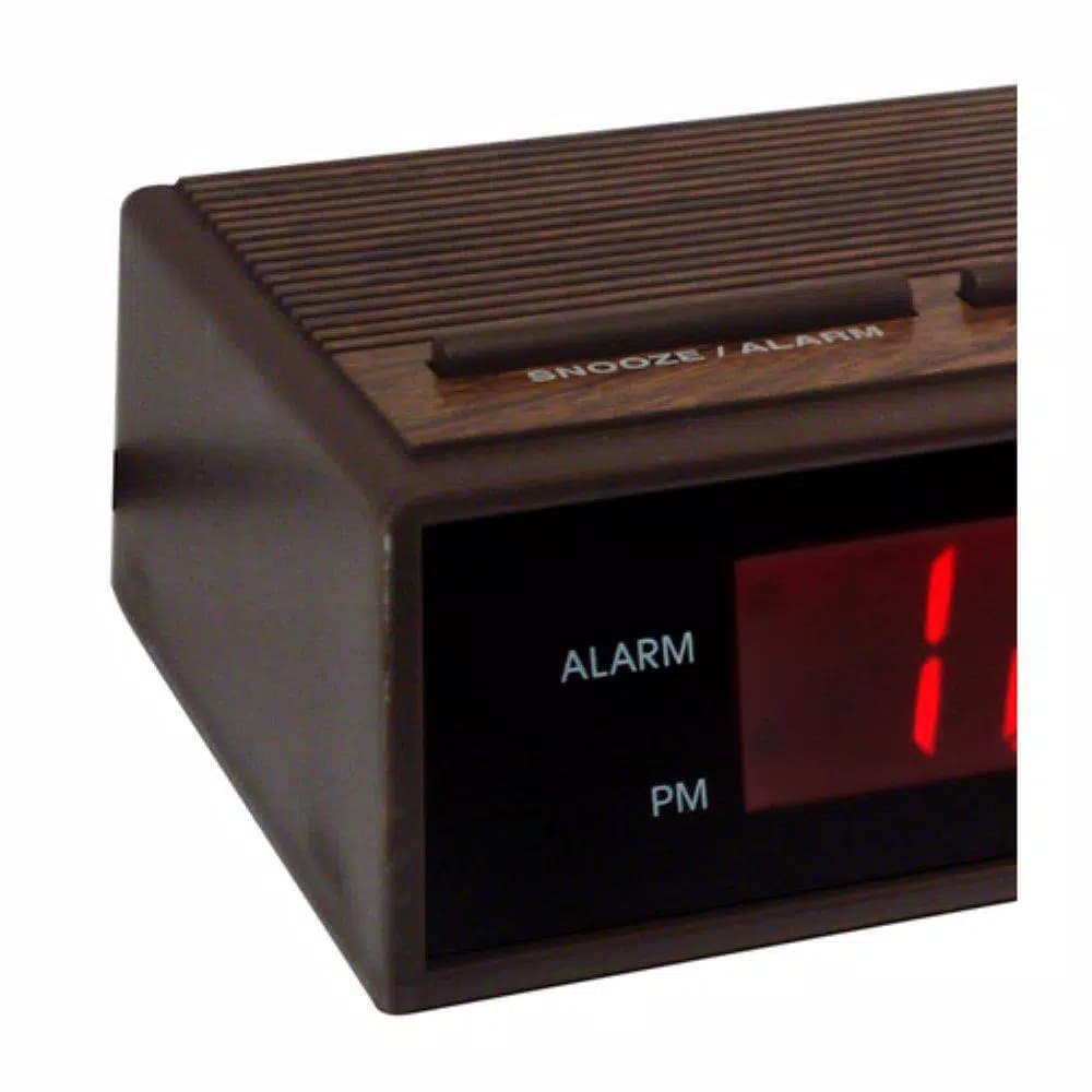 Westclox Woodgrain LED Digital Alarm Clock, Rustic Brown