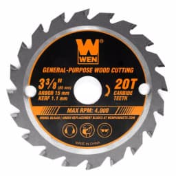WEN 3-3/8 in. 20-Tooth Professional Woodworking Circular Saw Blade, 15 mm Arbor thumbnail 1