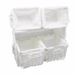 Admired By Nature Vintage Metal Storage Basket Set of 5 with White Cotton Fabric Liners thumbnail 1