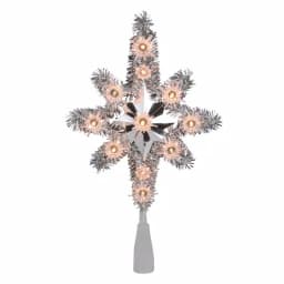 Northlight 11 in. Silver Tinsel Star of Bethlehem Christmas Tree Topper with Clear Mini Lights thumbnail 2