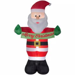 Gemmy 5 ft. x 8 ft. Inflatable Animated Santa with Merry Christmas Banner Holiday Decoration thumbnail 2