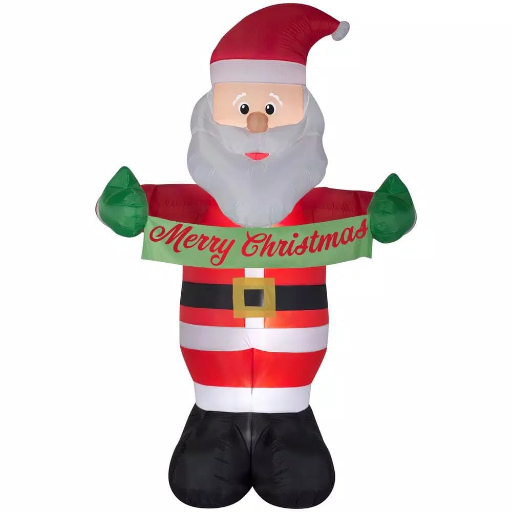 Gemmy 5 ft. x 8 ft. Inflatable Animated Santa with Merry Christmas Banner Holiday Decoration