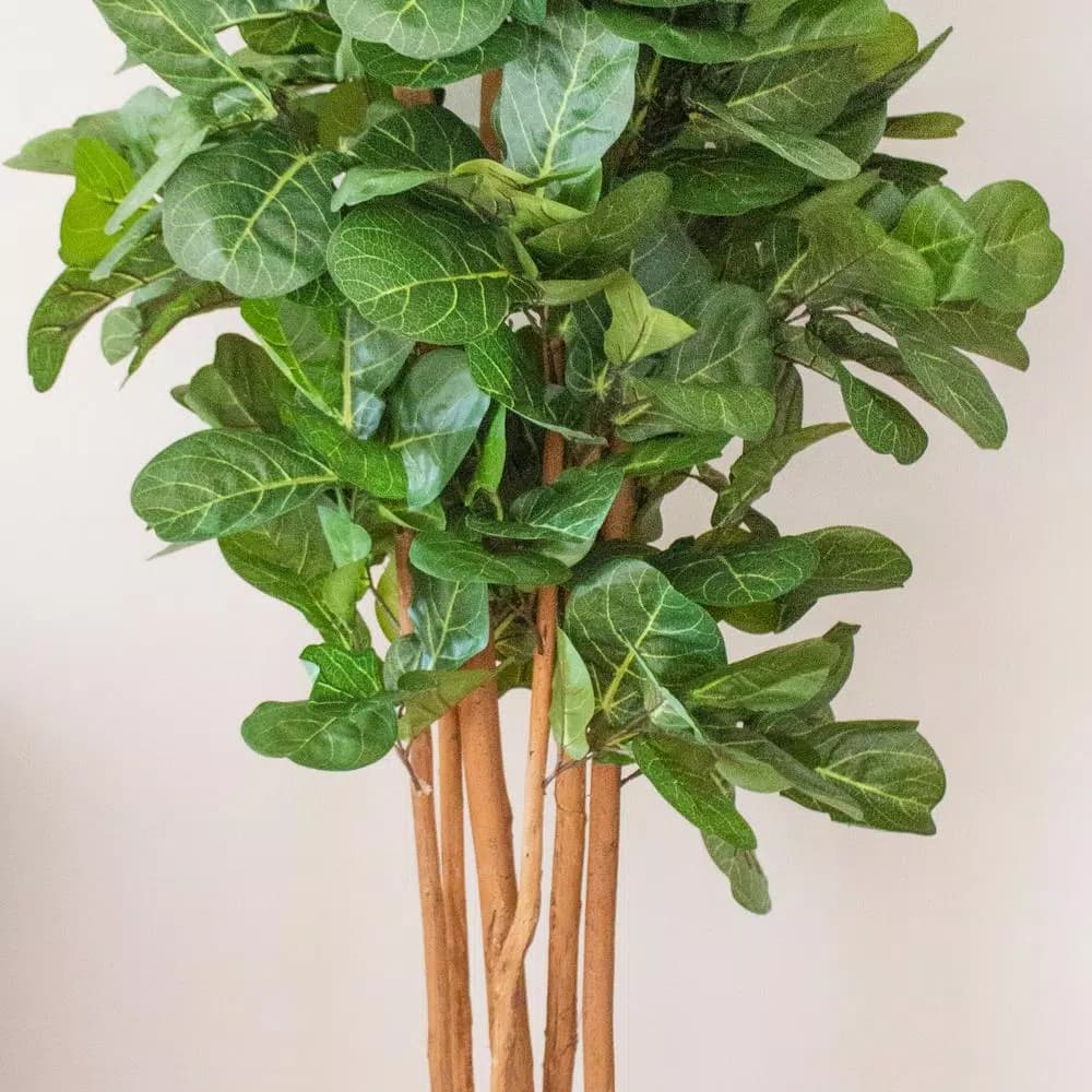 Nearly Natural 7 ft. Fiddle Leaf Fig Artificial Tree with Multiple Trunks and Black Pot