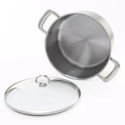 Chantal Induction 21 Steel 6 Qt. Round Stainless Steel Casserole Dish with Glass Lid, Brushed Stainless Steel thumbnail 3