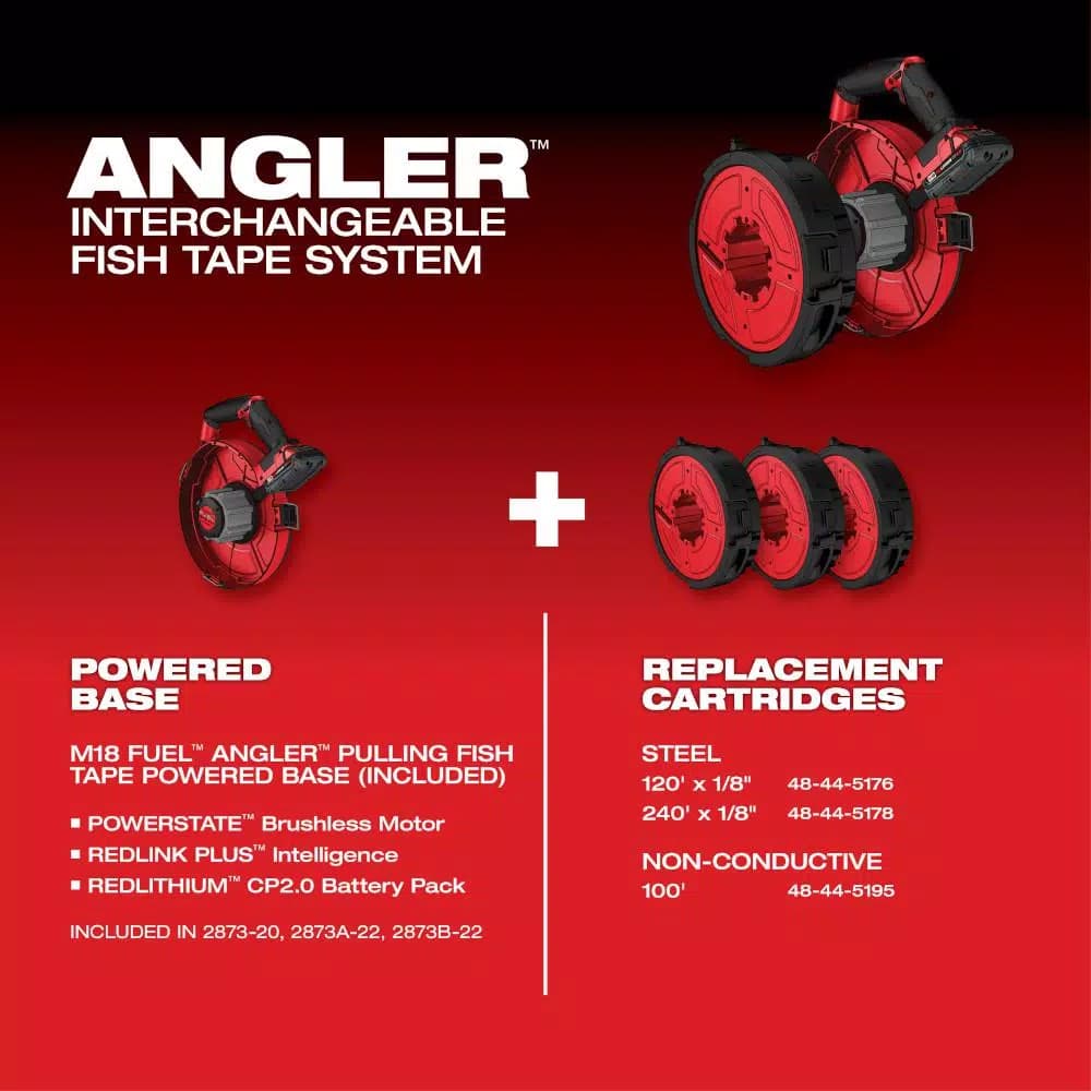 Milwaukee M18 FUEL ANGLER 18V Cordless Pulling Fish Tape Powered Base (Tool-Only)
