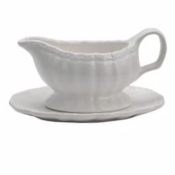 Gibson Home Cafe Posh by Gibson Home 15 oz. White Gravy Boat and Saucer Set thumbnail 1
