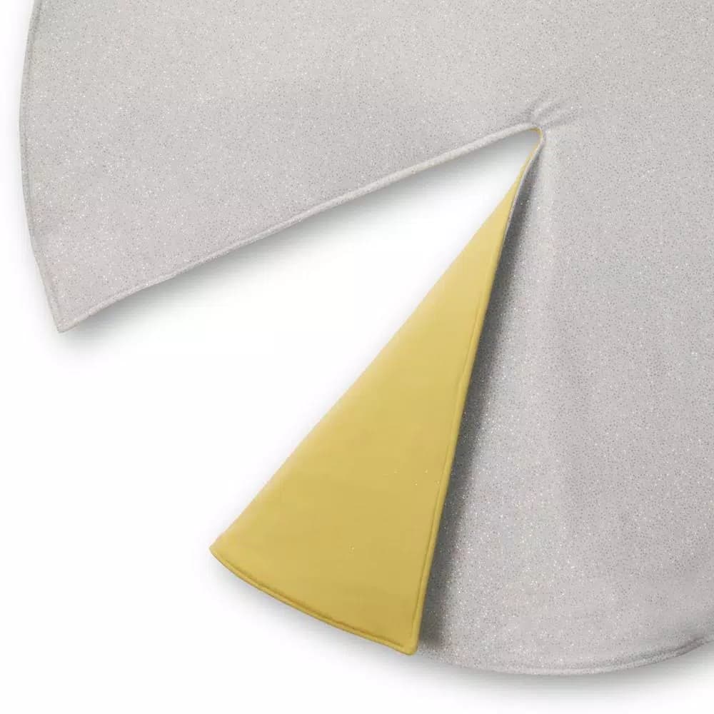 National Tree Company 54 in. Reversible Silver Glitter and Gold Designer Tree Skirt