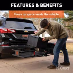 CURT 60" x 24" Black Steel Basket Cargo Carrier with 2" Folding Shank, 500 lbs. Capacity thumbnail 6
