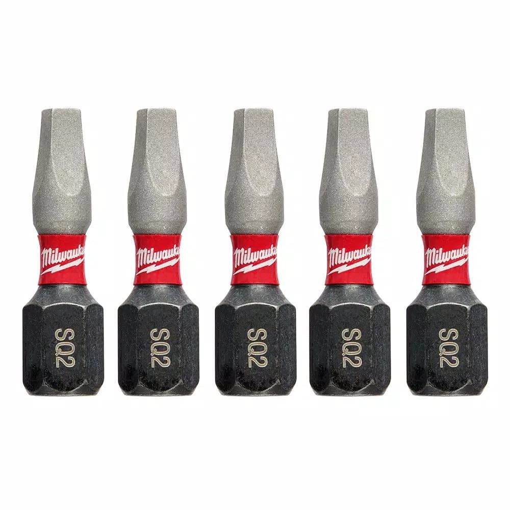 Milwaukee SHOCKWAVE 1 in. #2 Square Impact Rated Driver Bits, 5-Pack