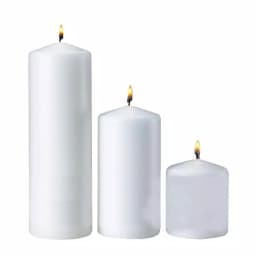 Light In The Dark White Paraffin Pillar Candle Set of 3 - Assorted Sizes for Weddings and Events thumbnail 1