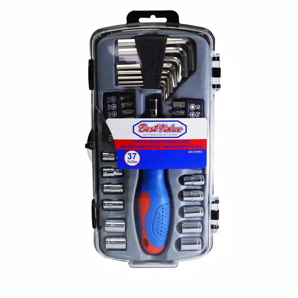 Best Value 37-Piece 1/4 in. Ratchet and Socket Set with Bit and Hex Key Assortment