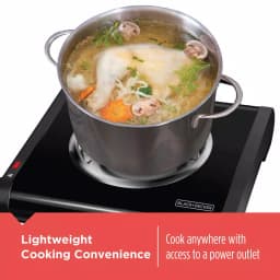 BLACK+DECKER 6 in. Single Burner Portable Hot Plate with Variable Temperature Control, Black thumbnail 2